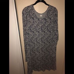 Blue and gray leaf/paisley dress